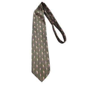 Vito Rufolo Elegant Black and Gold Wave Pattern  Made In Italy 100% Silk Tie